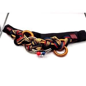 90s Punk Indie White Dragon Scale belt elastic stretch slide closure gold buckle